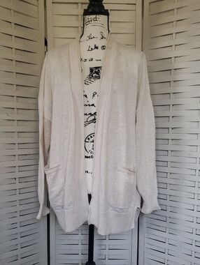 Madewell Light Cream Open-Front Women's Cardigan Sweater With Pockets Size XL